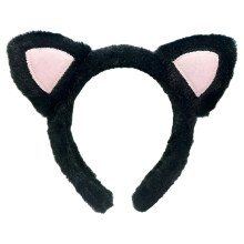 Serre-tête oreilles de chat en peluche noire (1 pièce)