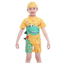 Kids Swimsuits, Bathing Suits for Girls, Fashion Boys Summer Print Cute Jumpsuit Swimsuit Short Sleeve Shorts Swimsuit Yellow 9-10 Years