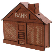 Tirelire marron foncé motif maison (1 pièce)