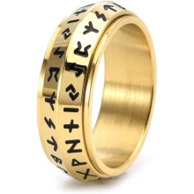 Viking Spinner Fidget Ring i rustfritt stål – svart/gull/retro sølv runer amulett, angstlindring armbånd, biker smykke gave, kompatibel med