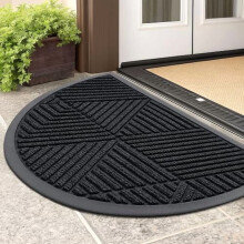 Paillasson demi-cercle, polyester tissé et caoutchouc naturel, 1