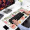 Mouse pad floral rosa e laranja à prova d'água 90 x 40 cm 2