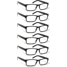 Set van 6 leesbrillen met traditionele monturen voor mannen en vrouwen, voorzien van veerscharnieren.