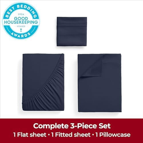 Ensemble de draps en microfibre King – Ultra-doux, à poches profondes, 1