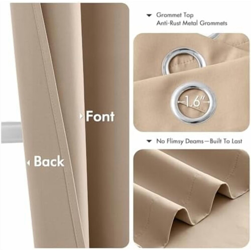 Cortinas opacas beige de 40x78 pulgadas, 2 paneles, térmicas 2