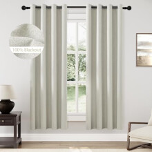 Cortinas 100% blackout em bege acinzentado, 52x72 polegadas (132x183 cm), 2 painéis, ilhós na parte superior, isolamento térmico e acústico,