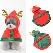 Capa e chapéu de inverno para animais de estimação com chifres de alce para cães de pequeno porte e