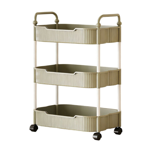3-Tier Plastic Rolling Storage Cart – 27x14x9 in