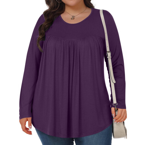 Γυναικεία Μπλούζα Plus Size με Φθινοπωρινό Τουνίκ, Μακρυμάνικα Πουκάμισα με 2