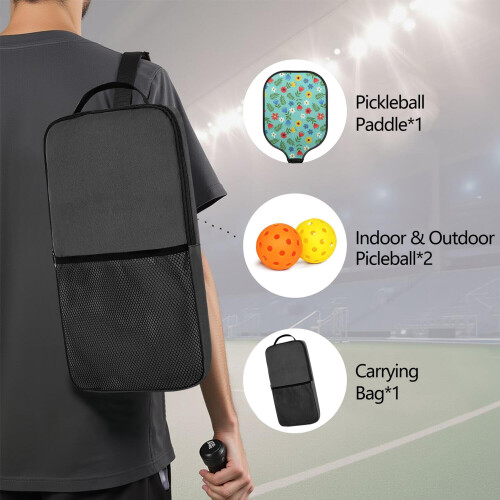 Σετ κουπιών Pickleball από fiberglass με λουλούδια, 2 τεμάχια και 2 μπάλες 1