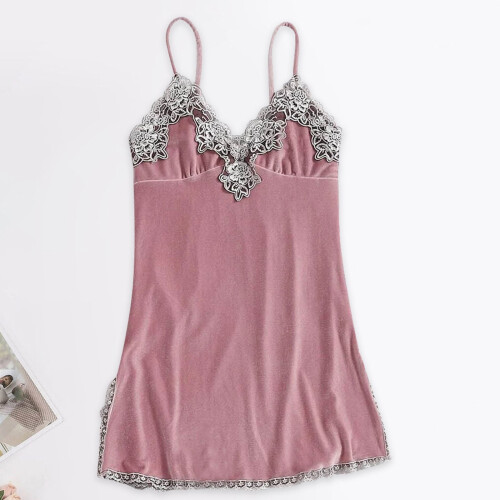 Blusas regatas femininas de veludo com decote em V e renda. 1