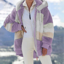 Giacca in pile da donna 2023, cappotto con cappuccio in peluche alla moda