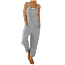 Trousers for Women, Womens Fashion Ethnic Style Solid Buttons Pocket Suspender Long Jumpsuit on Clearance
