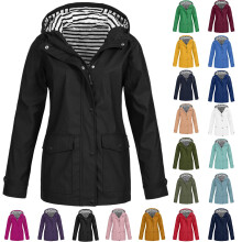 Vestes Casaul Solid pour femmes, imperméables et coupe-vent à capuche et cordon de serrage avec poche, grandes tailles disponibles.