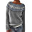 Damenpullover mit Strickmuster im Retro-Stil, Strick, Rundhalsausschnitt, lange Ärmel, Grau 2