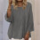 Γυναικεία Μπλούζα Plus Size Casual, Μονόχρωμη, Στρογγυλή Γιακάς και 3/4 Μανίκια, Χαλαρή 2