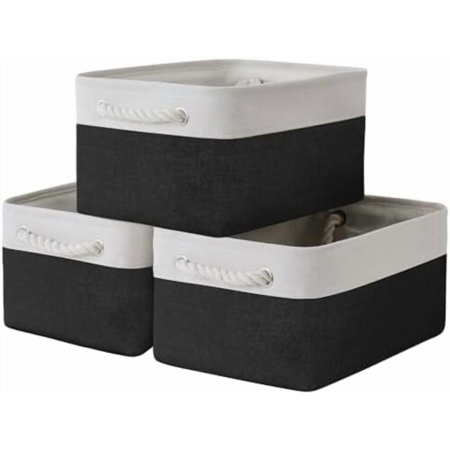 Lot de 3 bacs de rangement pliables en tissu, gris