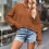 Γυναικείο Μονόχρωμο Πουλόβερ Άνετο Φθινόπωρο-Χειμώνας Casual Μακρυμάνικο με Ριμπ 8