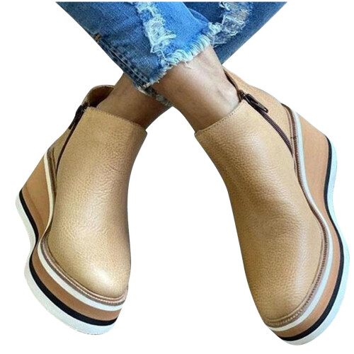 Γυναικεία slip-on ψηλοτάκουνα sneakers με κρυφό τακούνι και πλατφόρμα, μποτάκια μέχρι 1