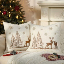 Kerstkussenhoezen 18x18 inch Schots ruitpatroon met imitatie imitatie