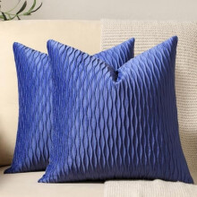 Fodere per cuscini in velluto a righe blu, 20x20 cm, confezione da 2