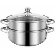 5.0-Quart Stainless Steel 2-Tier Steamer Pot with Lid