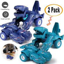 2-balenie hračiek s dinosaurom, transformujúce sa robotické auto 2 v 1 s inerciálnou šmykľavkou – vhodné pre deti vo veku 3 – 8 rokov,
