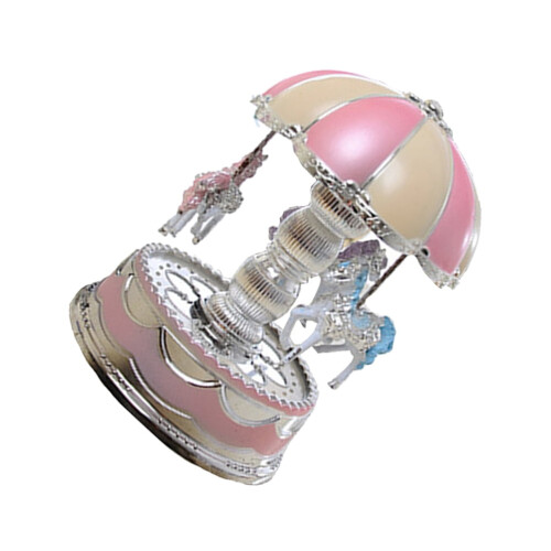 Carillon rosa a forma di giostra con cavalli rotanti e luce LED 2