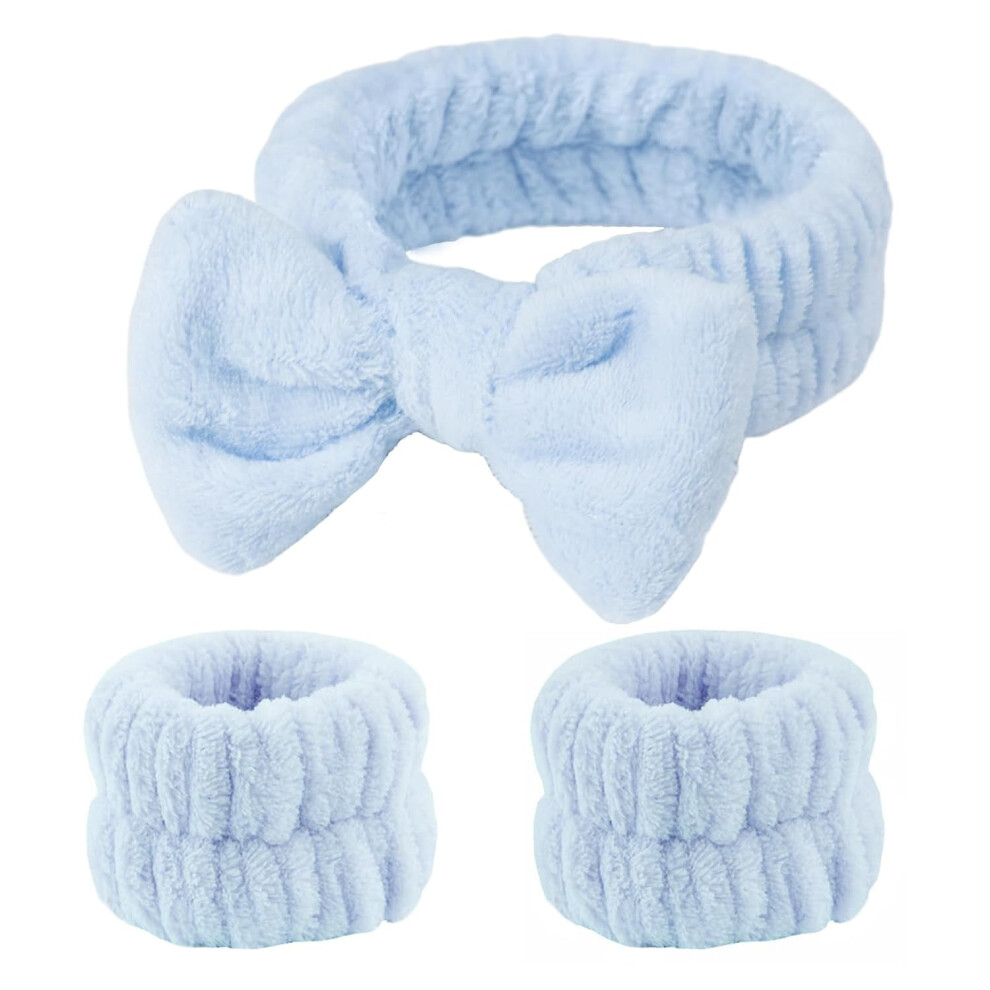 Unisex Yellow Fmeida Skincare Headband And Face Washing Wristband Set Spa Hair Band For Makeup, Shower -,3 Pack