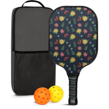 Floral Fiberglass Pickleball Paddles Set w/ 2 Balls & Bag, Compatible with Indoor/Outdoor Play