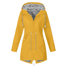 Veste d'hiver chaude à capuche pour femme, coupe-vent, imperméable, vêtement d'extérieur uni et décontracté – Jaune, L, adaptée aux