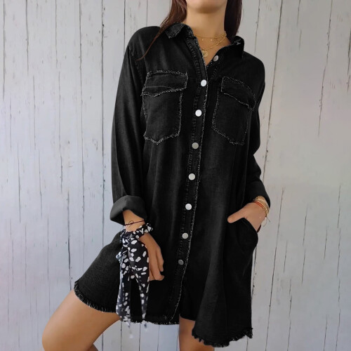 Γυναικείο Κλασικό Μακρύ Τζιν Μπουφάν Ozmmyan Plus Size, Γυναικείο, Ριχτό, Ελαφρύ Τζιν 2