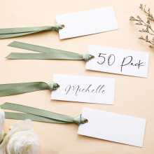 50 marque-places vierges pour mariage avec rubans de satin