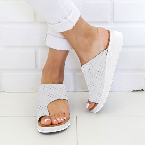 Dam Eleganta Bekväma Platåskor Sommar Strand Resa Tofflor Flip Flops36Silver 1