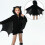 Κορίτσια Ολόσωμη Φόρμα Νυχτερίδας για Halloween Party Outfit με Φτερά και Ρούχα για Πάρτι 1