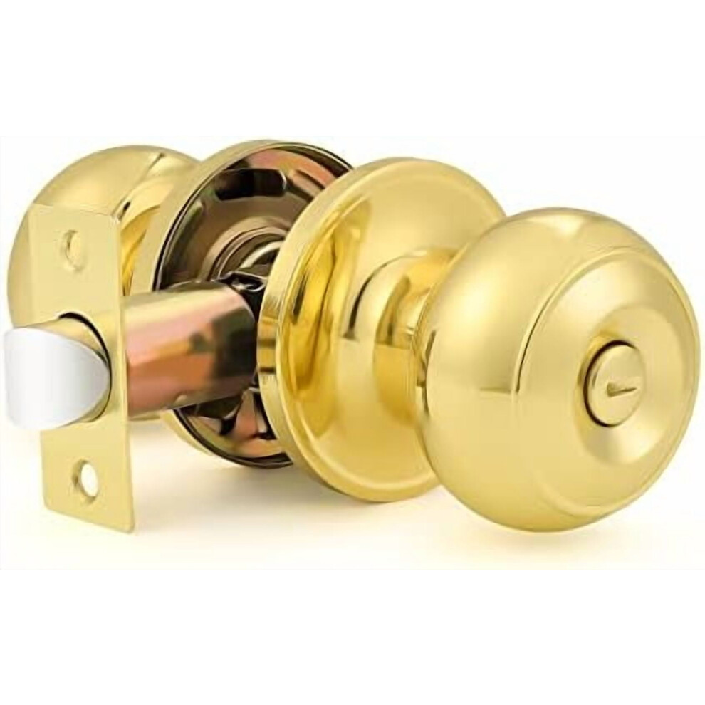 1 Pack Privacy Door Knobs Interior Bedroom Door Handle Polished Brass Round Ball Keyless Lockset 9357860762014