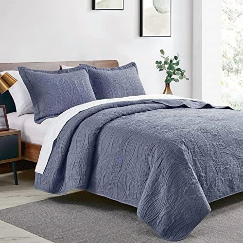 Full/Queen dynesett blå – lett polyester 1