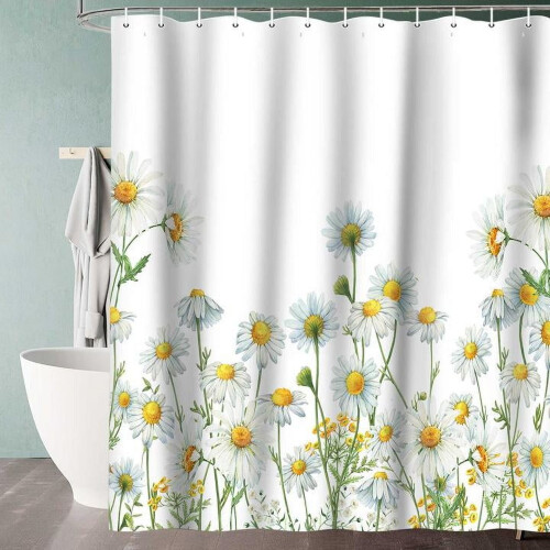 Daisy Shower Curtain Polyester 36 x 70 in with 12 Hooks 1
