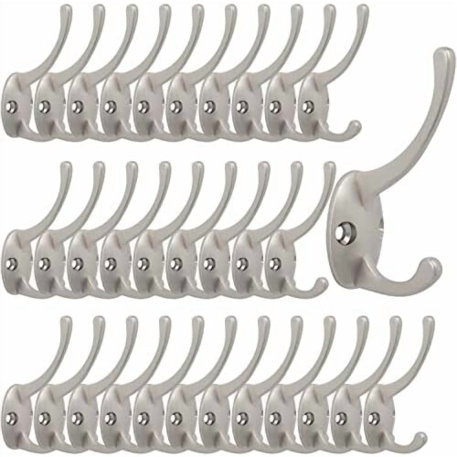 Lot de 32 crochets doubles en zinc avec 64 vis
