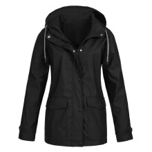 Winterjacke für Damen, einfarbige Regenjacke, Outdoor-Regenmantel mit Kapuze, winddichte Jacken, einfarbige Oberbekleidung im Ausverkauf