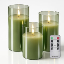 LED-Glaskerzen ohne Flamme mit Fernbedienung und Timer (3er-Pack)