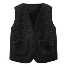 Colete Sherpa Feminino, Colete de Lã Sintética, Jaqueta Sem Mangas Forrada com Lã para Aquecimento no Inverno