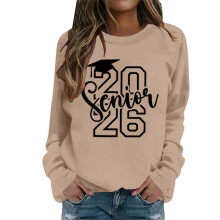 Senior2026 Sweatshirts für Damen, langärmlig, Rundhalsausschnitt, überschnittene Schultern, trendige, lockere Passform, lässige Pullover