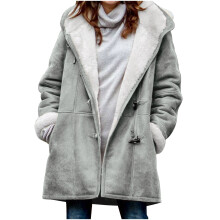 Damen-Winterparka mit Sherpa-Futter und Kapuze, langer Cabanmantel aus Wildlederimitat, Übergrößen S-5XL, geeignet für kaltes Wetter