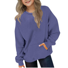 Kinderpullover met ronde hals, geschikt voor peuters, meisjes en jongens. Modieuze trui met lange mouwen en ronde hals, met kleurverloop en zakje.