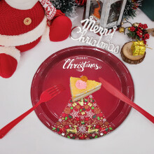 Assiettes en carton motif sapin de Noël, lot de 9 ou 10