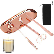 4 in 1 Candle Accessory Set Rose Gold – Wick Trimmer Snuffer Dipper Tray Luxury Candle Care Kit Gift