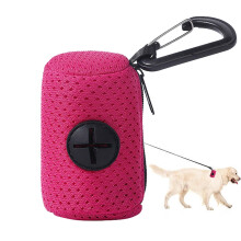 Dog Poop Bag Holder with Zipper – Mesh Fabric Waste Bag Dispenser for Walking, Outdoor Training, Hot Pink
