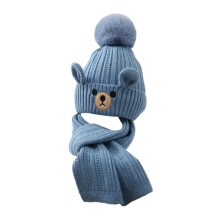 Kids Winter Hat Scarf Set Knitted Beanie Cap for 3-9 Years Old Climbin