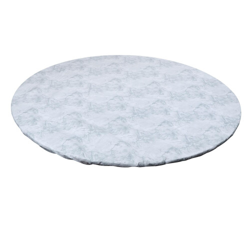 Round Vinyl Fitted Tablecloth Stain Resistant with Flannel Backing for